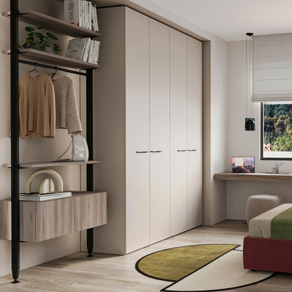 Emuca Kit di staffe per 1 ripiano in legno, 1 modulo e 1 asta di sospensione, lunghezza 1 m Zero, Zama, Verniciato nero testurizzato