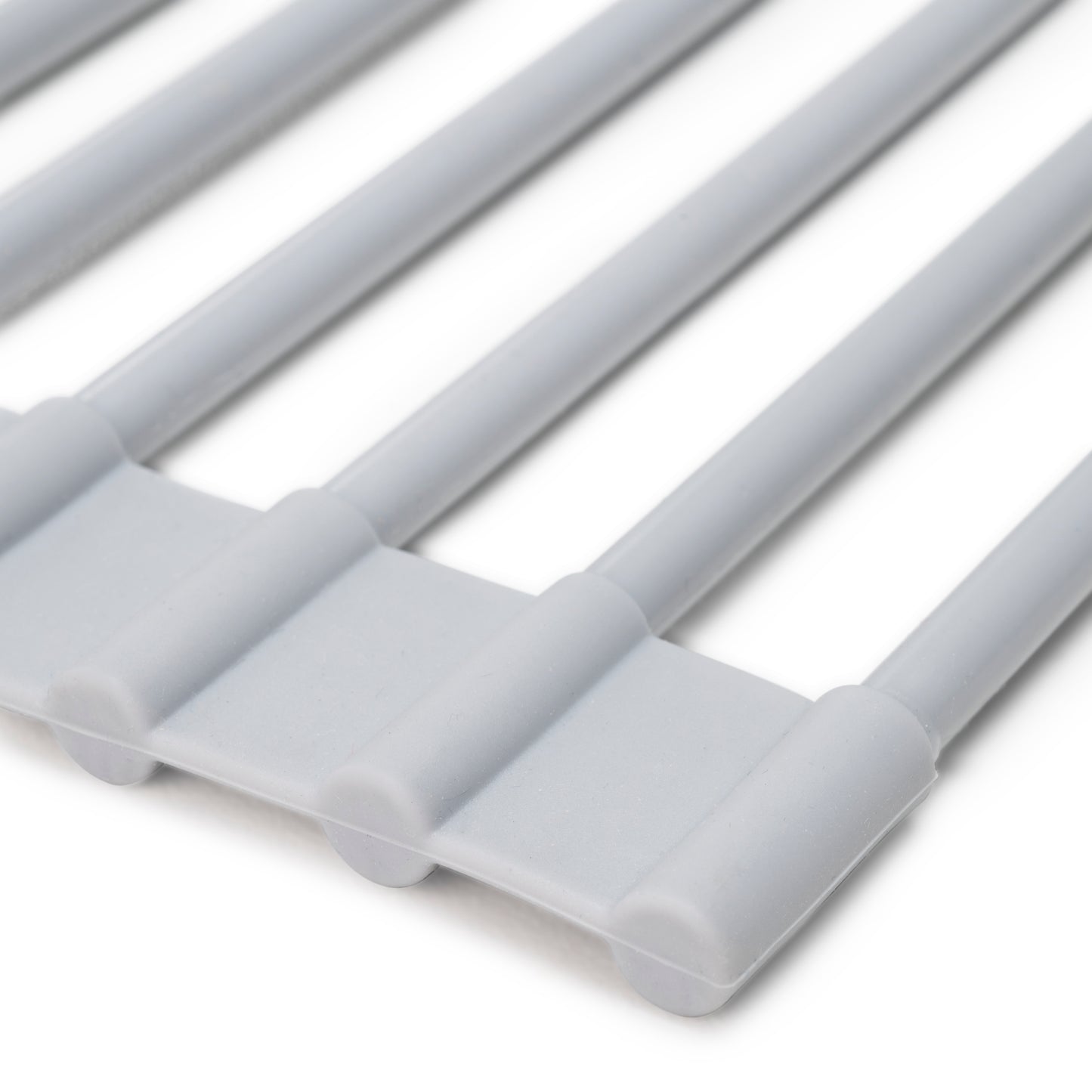 Emuca Scolapiatti flessibile in silicone, Acciaio e Tecnoplastica, Grigia
