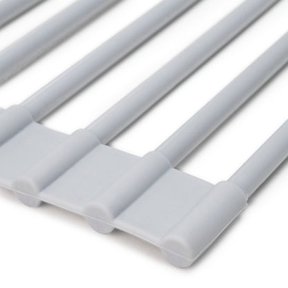 Emuca Scolapiatti flessibile in silicone, Acciaio e Tecnoplastica, Grigia