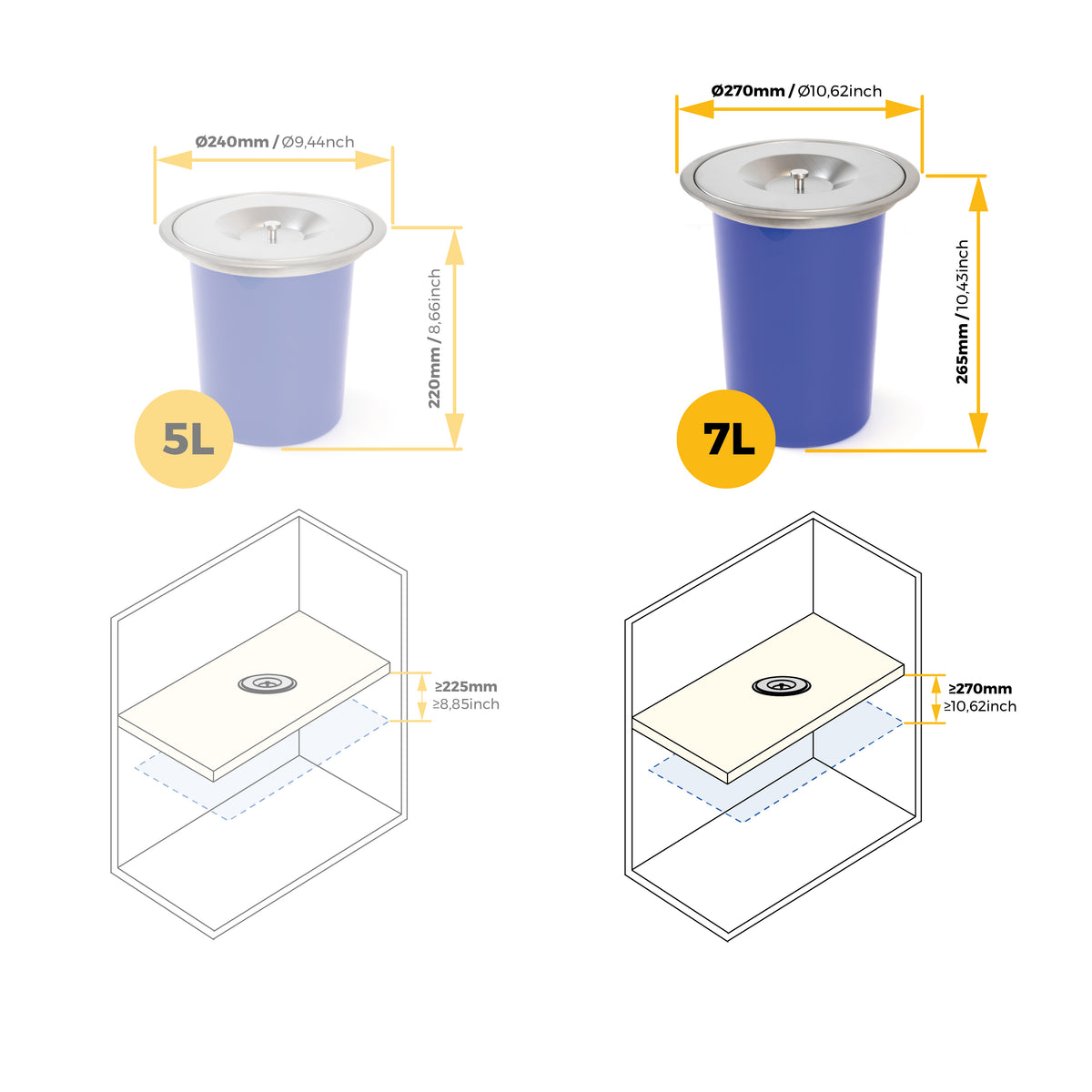 Pattumiera da incasso Recycle per piano cucina