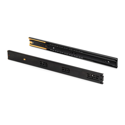Emuca Lotto di 5 set guide per cassetti, a sfera, altezza 45 mm, profondità 450 mm, estraibili, chiusura soft, Nera