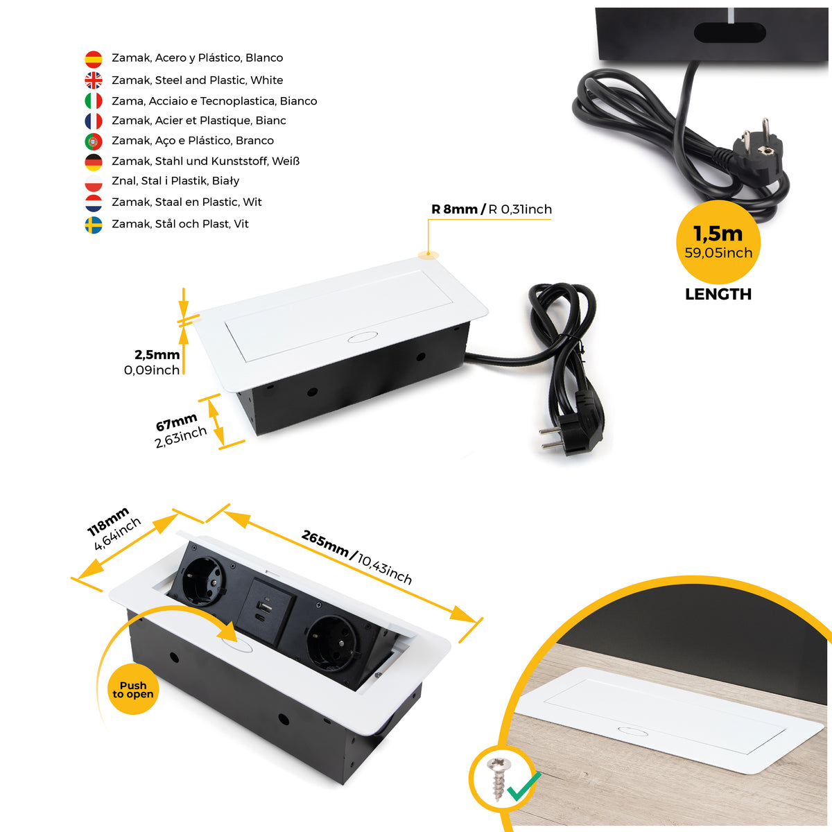 Multipresa Atom 26 Lite per scrivania (225x111mm)