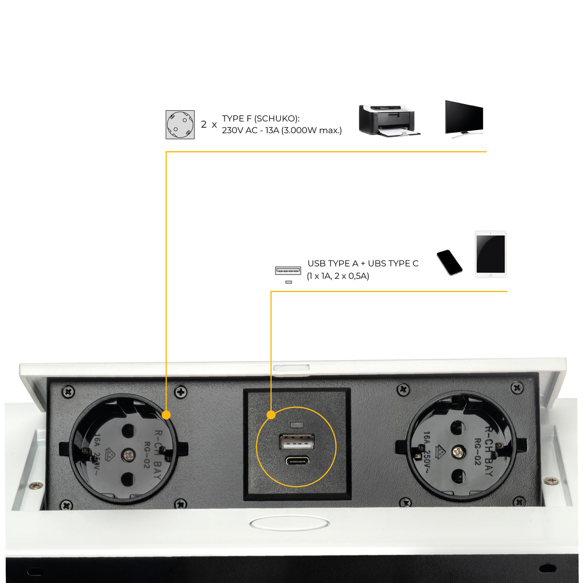 Multipresa Atom 26 Lite per scrivania (225x111mm)