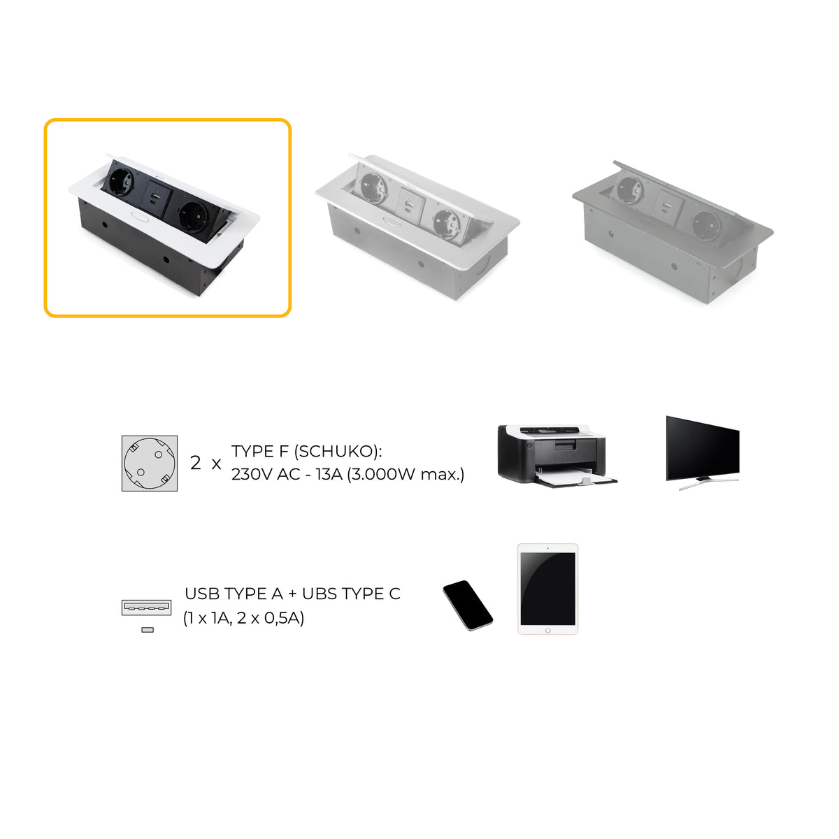 Multipresa Atom 26 Lite per scrivania (225x111mm)