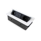 Emuca Multiconnettore da tavolo Atom 26 Lite, 225x111 mm, 2 prese Schuko, 1 USB Tipo A, 1 USB Tipo C, Zama-Acciaio-Plastica, Bianco