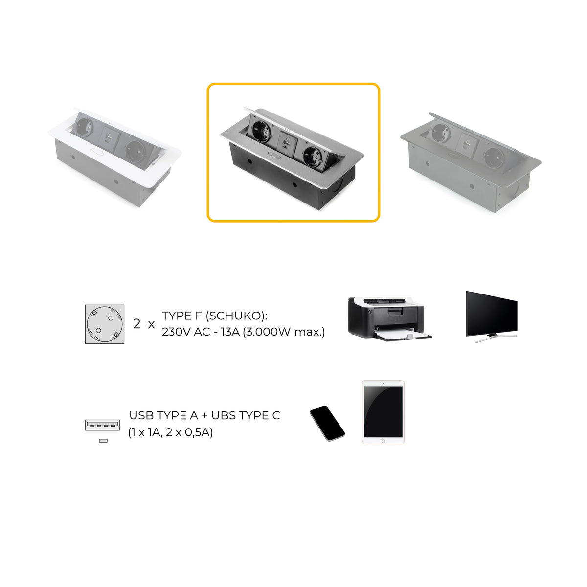 Multipresa Atom 26 Lite per scrivania (225x111mm)