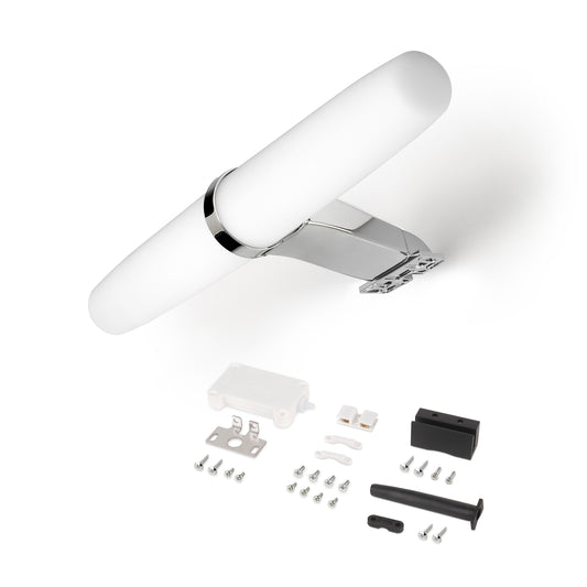 Emuca Faretto LED per specchio da bagno Gemini (AC 230V 50Hz), non necessita di convertitore, L233mm, Luce Bianco naturale 4.000K, Tecnoplastica e Alluminio, Cromato