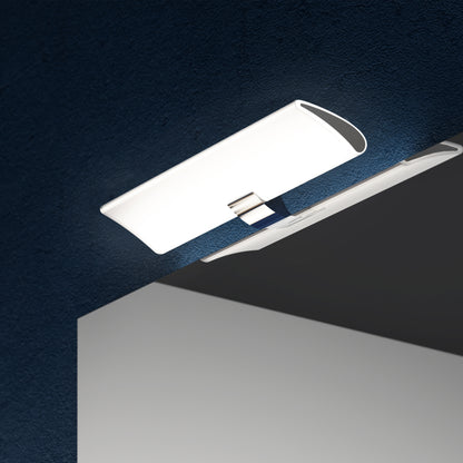 Emuca Faretto LED per specchio da bagno Aries (AC 230V 50Hz), non necessita di convertitore, L300mm, Luce Bianco Freddo 5.700K, Tecnoplastica e Alluminio, Cromato lucido