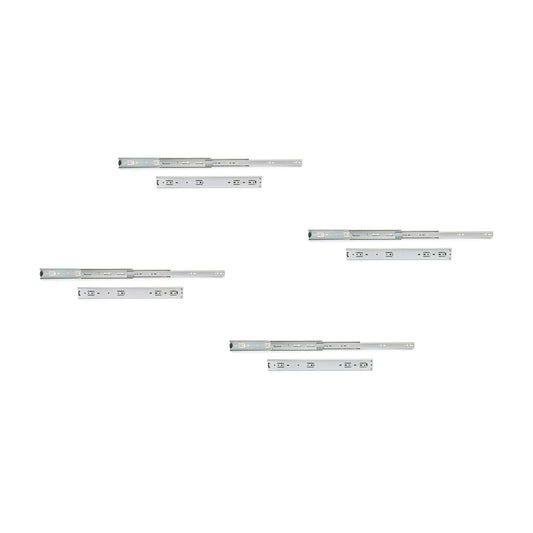 Emuca Lotto di 4 set guide per cassetti, a sfera, per cassetti con carichi pesanti, estrazione totale, altezza 51 mm, profondità 400 mm, Acciaio, Zincato bianco