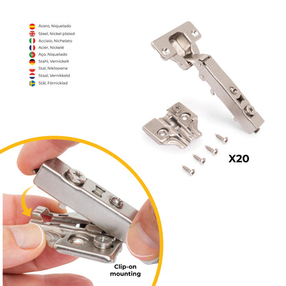 Kit cerniera collo dritto X92 con chiusura ammortizzata e basetta