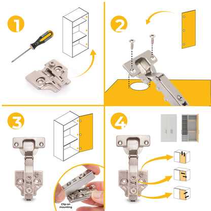 Kit cerniera collo dritto X92 con chiusura ammortizzata e basetta