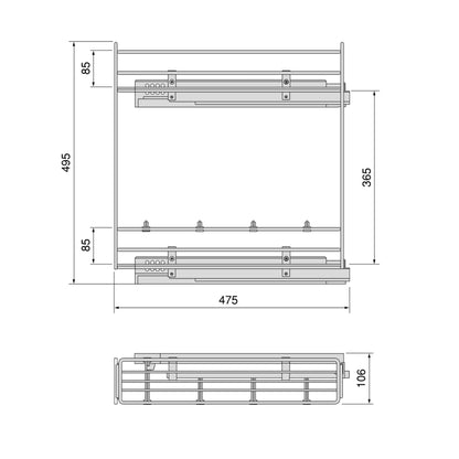 Emuca Portabottiglie estraibile Suprastar con chiusura soft, modulo 150 mm, Acciaio, Cromato