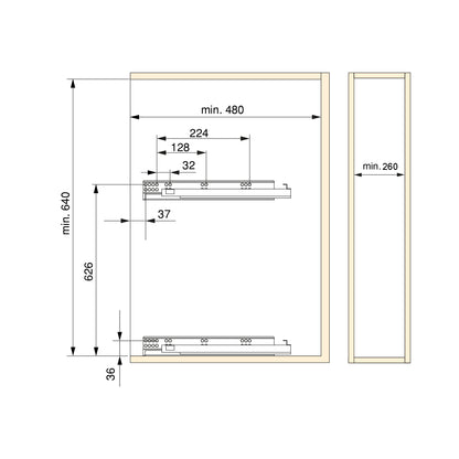 Emuca Suprastar Carrello estraibile con chiusura soft, modulo 300 mm, Acciaio, Cromato lucido