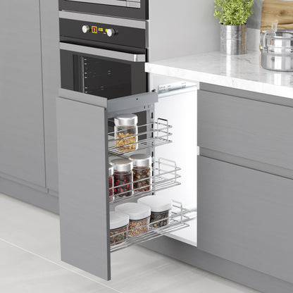 Emuca Suprastar Carrello estraibile con chiusura soft, modulo 300 mm, Acciaio, Cromato lucido