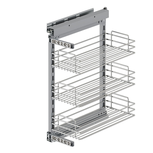 Emuca Suprastar Carrello estraibile con chiusura soft, modulo 300 mm, Acciaio, Cromato lucido