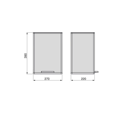 Emuca Contenitore rettangolare per la raccolta differenziata Recycle, apertura del coperchio a pedale, 1x12lt, Alluminio, Verniciato bianco