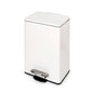 Emuca Contenitore rettangolare per la raccolta differenziata Recycle, apertura del coperchio a pedale, 1x12lt, Alluminio, Verniciato bianco