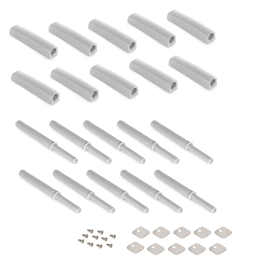 Emuca Lotto di 10 chiusure per porte da avvitare ai mobili con regolazione Push Lite, lunghezza 80 mm, Magnetica, Tecnoplastica, Grigia