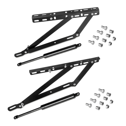 Emuca Set di meccanismi di sollevamento per letto canapè, apertura laterale, per letti da 90 cm, Acciaio, Verniciato nero
