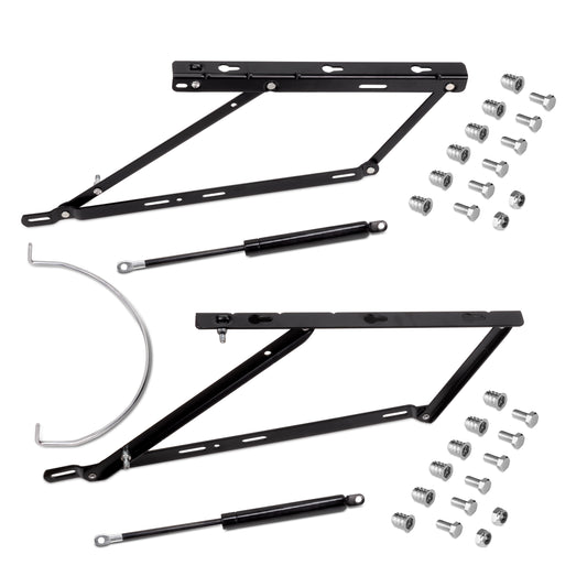 Emuca Set di meccanismi di sollevamento per letto canapè, apertura frontale, per letti da 135 cm, Acciaio, Verniciato nero