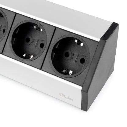 Emuca Multiconnettore da superficie Dock V , 3 prese Schuko, Tecnoplastica e Alluminio, Anodizzato opaco