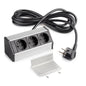 Emuca Multiconnettore da superficie Dock V , 3 prese Schuko, Tecnoplastica e Alluminio, Anodizzato opaco