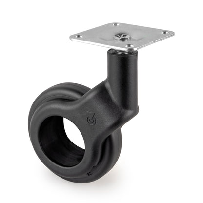 Emuca Lotto di 4 ruote Hole 2 con piastra di montaggio, diametro 60 mm, Acciaio e Tecnoplastica, Verniciato nero