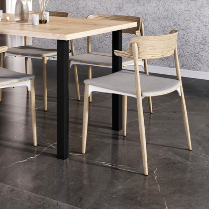 Emuca Lotto di 4 gambe quadrate per tavolo, 50x50mm, Acciaio, Verniciato nero