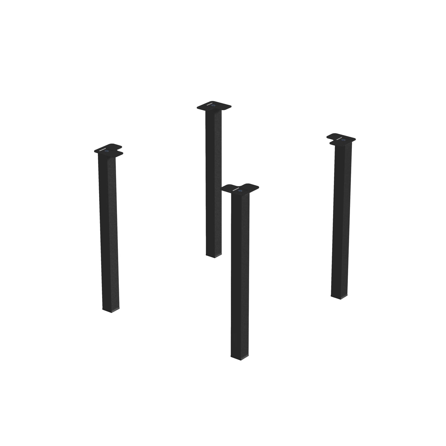 Emuca Lotto di 4 gambe quadrate per tavolo, 50x50mm, Acciaio, Verniciato nero