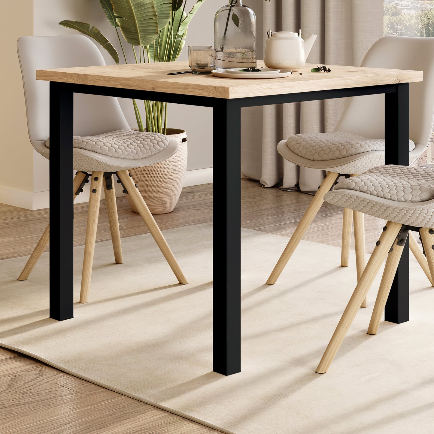 Emuca Gambe quadrate e struttura del tavolo, 50x50mm, 750x750mm, Acciaio, Verniciato nero