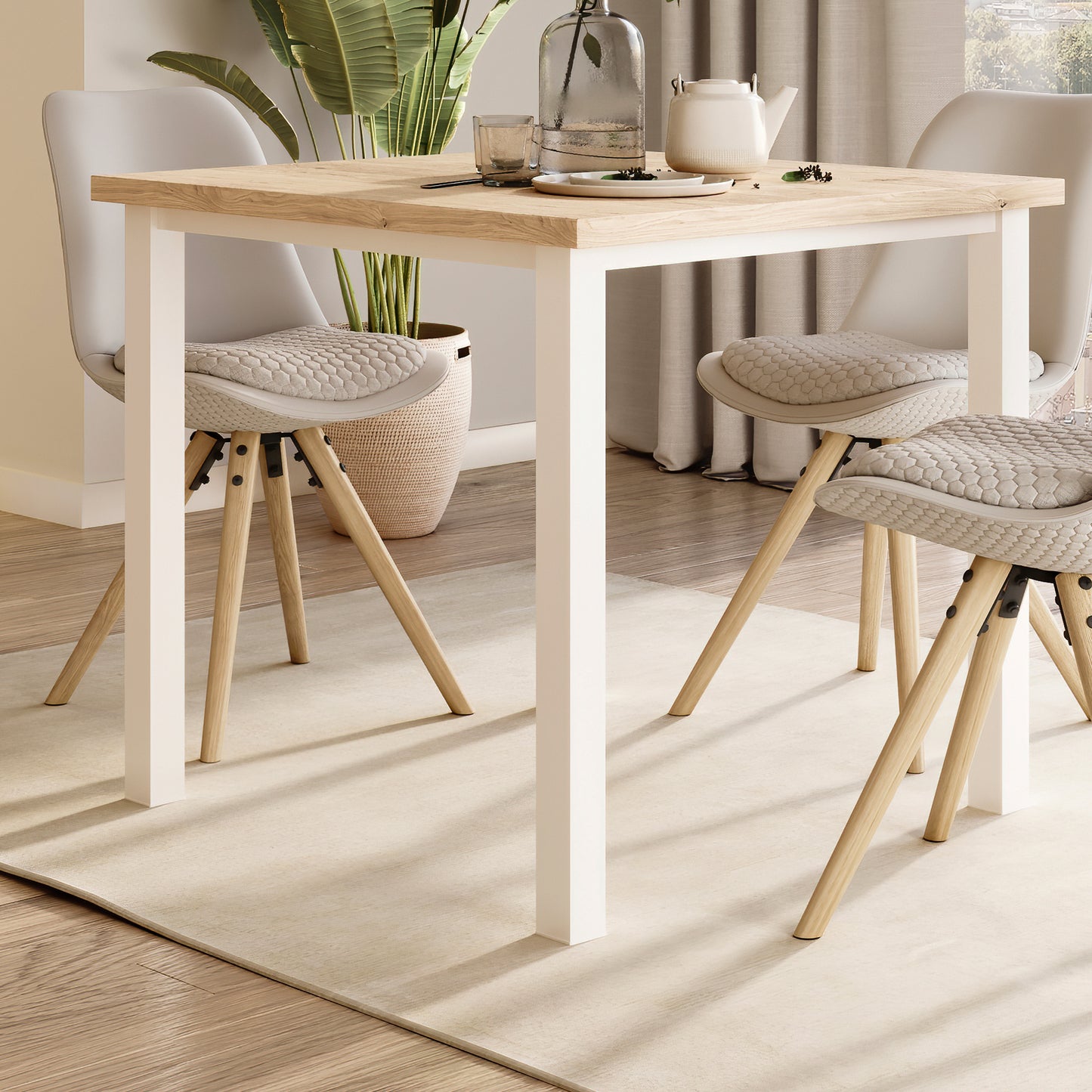 Emuca Gambe quadrate e struttura del tavolo, 50x50mm, 750x750mm, Acciaio, Verniciato bianco