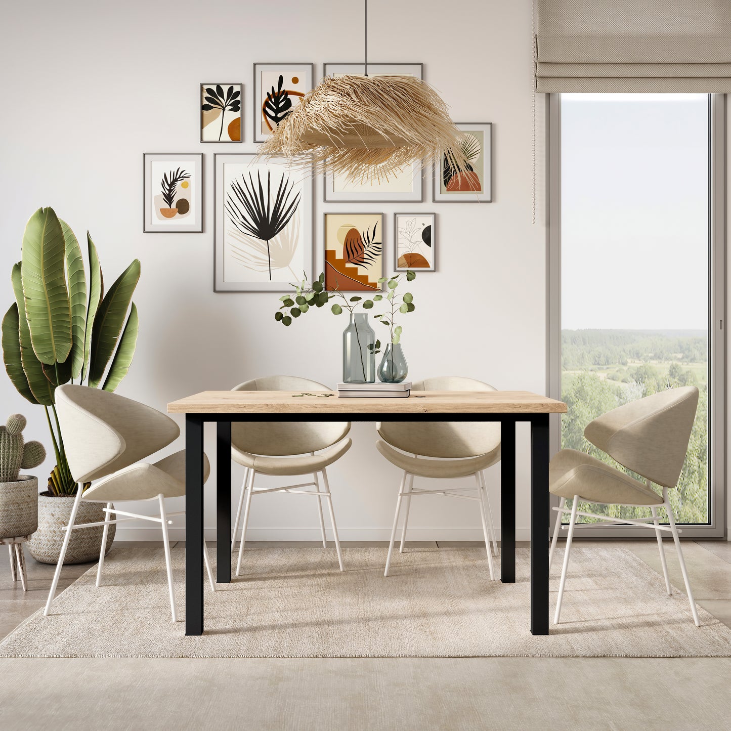 Emuca Gambe quadrate e struttura del tavolo, 50x50mm, 1150x750mm, Acciaio, Verniciato nero