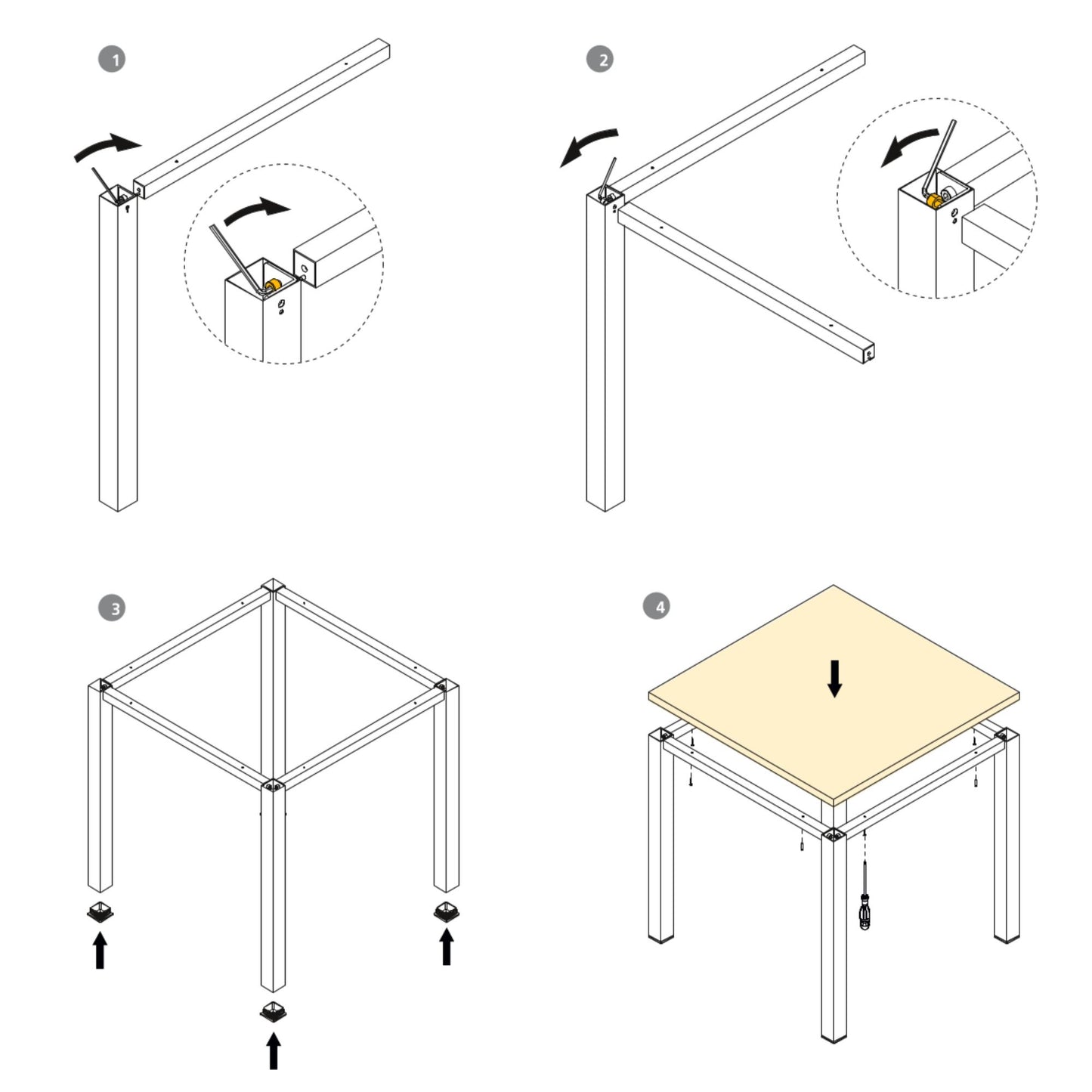 Emuca Gambe quadrate e struttura del tavolo, 50x50mm, 1150x750mm, Acciaio, Verniciato bianco