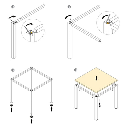 Emuca Gambe quadrate e struttura del tavolo, 50x50mm, 1150x750mm, Acciaio, Verniciato bianco