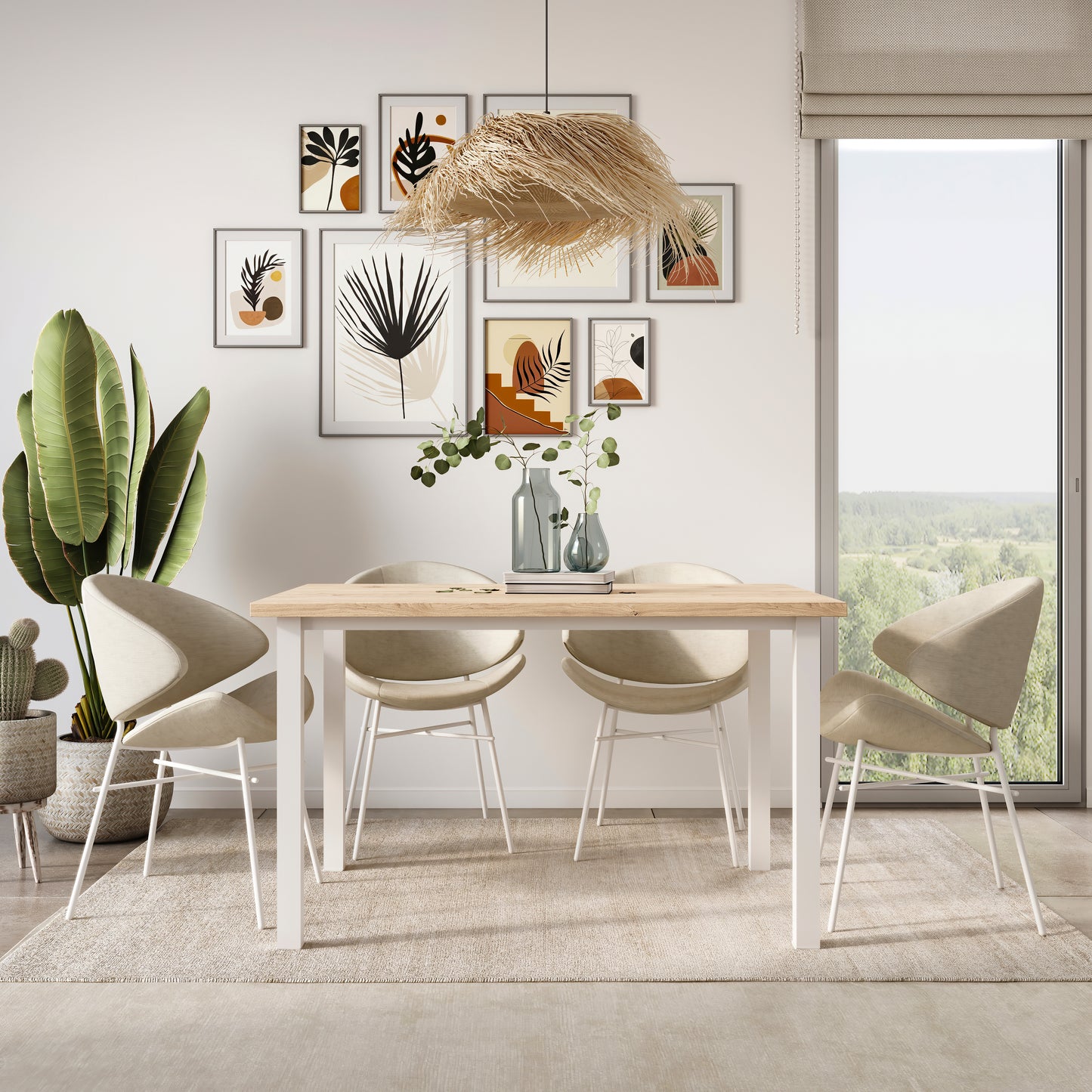 Emuca Gambe quadrate e struttura del tavolo, 50x50mm, 1150x750mm, Acciaio, Verniciato bianco