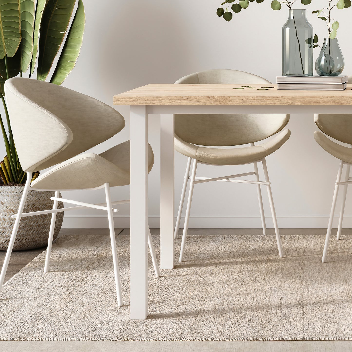 Emuca Gambe quadrate e struttura del tavolo, 50x50mm, 1150x750mm, Acciaio, Verniciato bianco