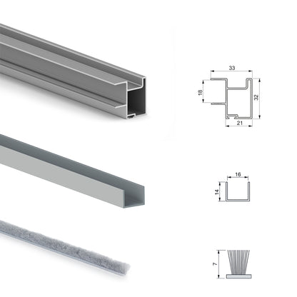 Emuca Kit di ferramenta per armadio a 2 ante e chiusura ammortizzata Placard 81, Profilo Deep, spessore 18 mm, pannelli non inclusi, Anodizzato opaco