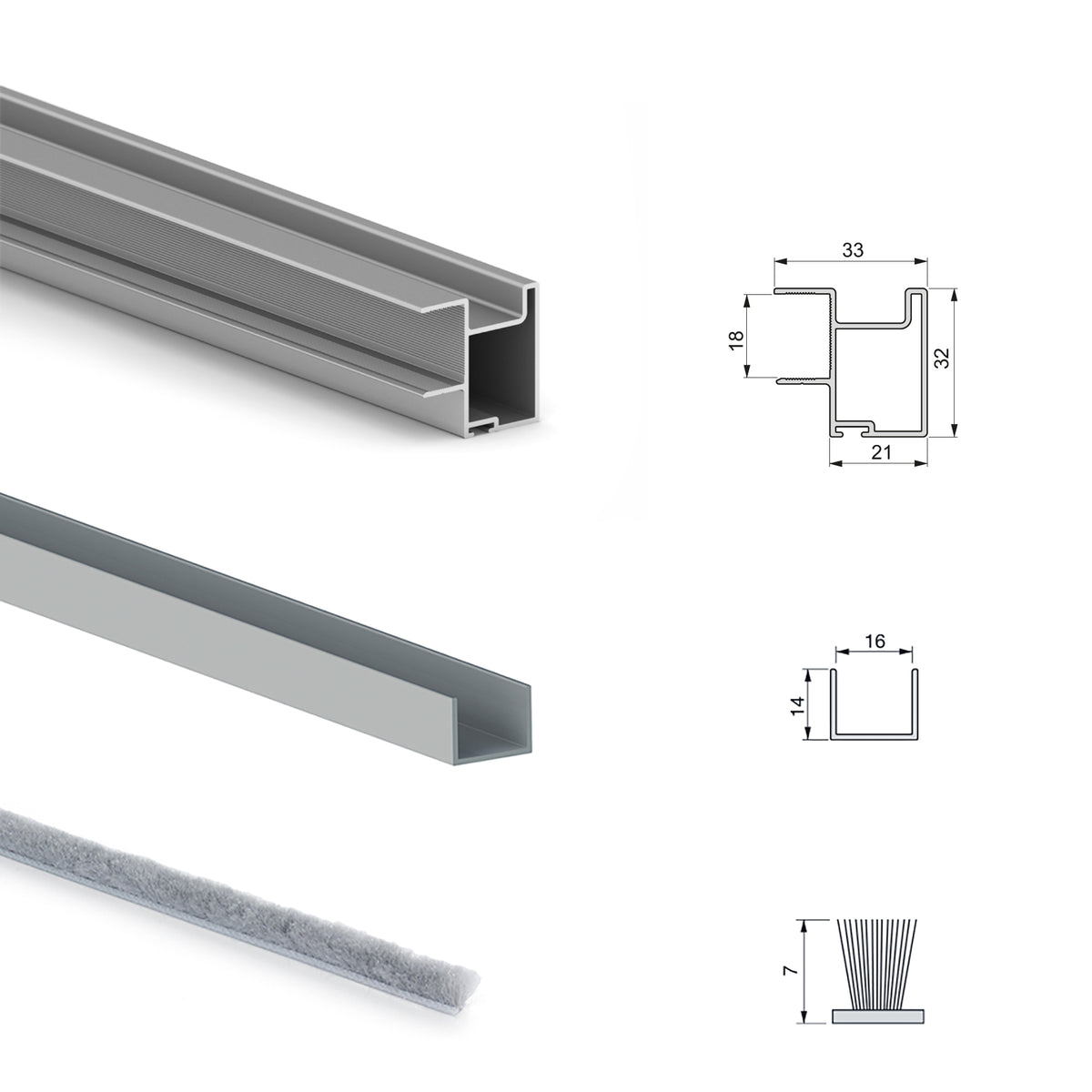 Sistema scorrevole per armadio 2 ante a scorrimento inferiore Placard con profili Deep e chiusura soft