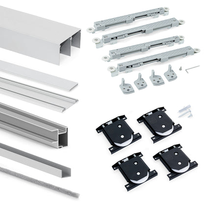 Emuca Kit di ferramenta per armadio a 2 ante e chiusura ammortizzata Placard 81, Profilo Deep, spessore 18 mm, pannelli non inclusi, Anodizzato opaco