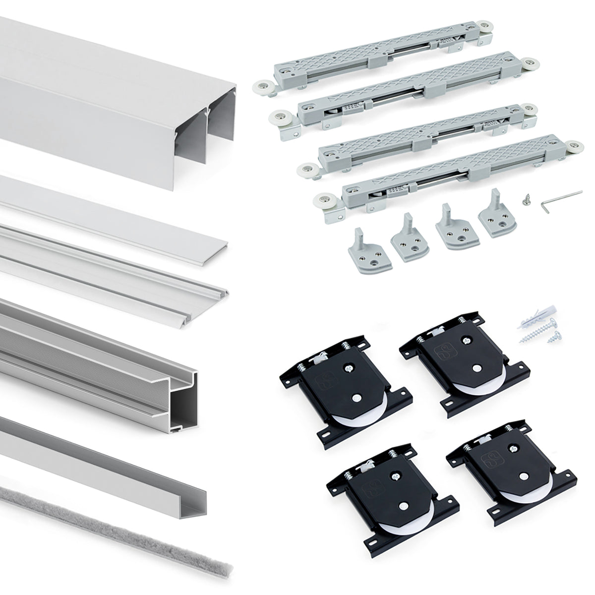 Sistema scorrevole per armadio 2 ante a scorrimento inferiore Placard con profili Deep e chiusura soft