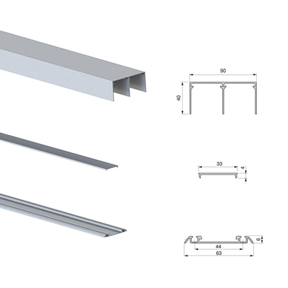 Emuca Kit di ferramenta per armadio a 2 ante e chiusura ammortizzata Placard 90, profilo Vall, spessore 19 mm, pannelli non inclusi, anodizzato opaco