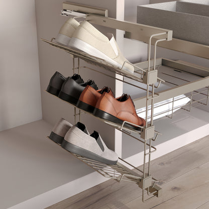 Emuca Porta scarpe laterale estraibile per armadi e cabine armadio Hack, Destra, Acciaio, Verniciato grigio pietra