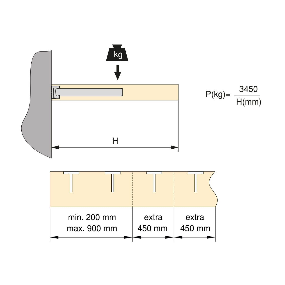 Supporto a scomparsa per mensola in legno Mirage