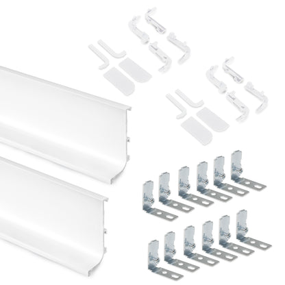 Emuca Kit di 2 profili superiori Gola per mobili da cucina, lunghezza 2,35m, con accessori, Alluminio, Verniciato bianco