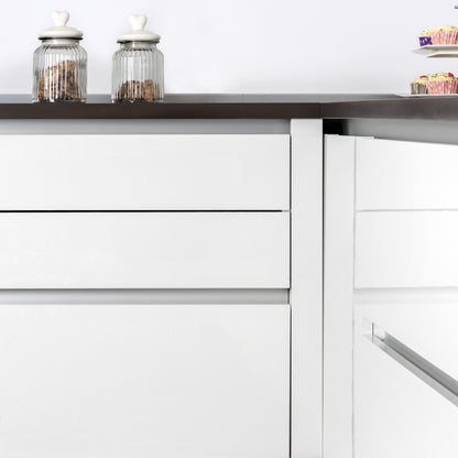 Emuca Kit di 2 profili centrali Gola per mobili da cucina, lunghezza 2,35m, con accessori, Alluminio, Verniciato bianco
