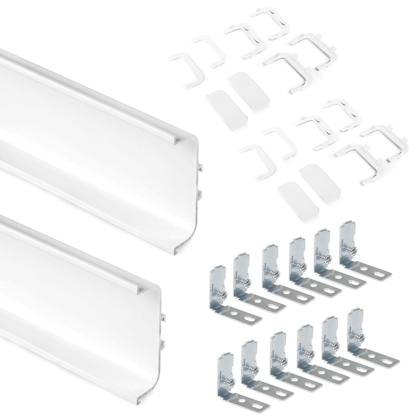 Emuca Kit di 2 profili centrali Gola per mobili da cucina, lunghezza 2,35m, con accessori, Alluminio, Verniciato bianco