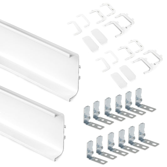 Emuca Kit di 2 profili centrali Gola per mobili da cucina, lunghezza 2,35m, con accessori, Alluminio, Verniciato bianco