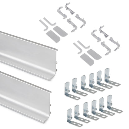 Emuca Kit di 2 profili superiori Gola per mobili da cucina, lunghezza 2,35m, con accessori, Alluminio, Anodizzato opaco