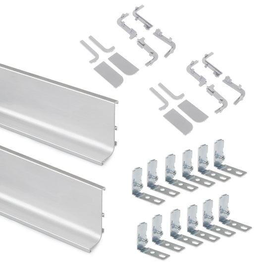 Emuca Kit di 2 profili superiori Gola per mobili da cucina, lunghezza 2,35m, con accessori, Alluminio, Anodizzato opaco
