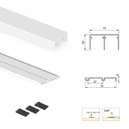 Emuca Kit di ferramenta per armadio a 2 ante e chiusura ammortizzata Placard 74, profilo Wave, spessore 16 mm, pannelli non inclusi, Verniciato bianco